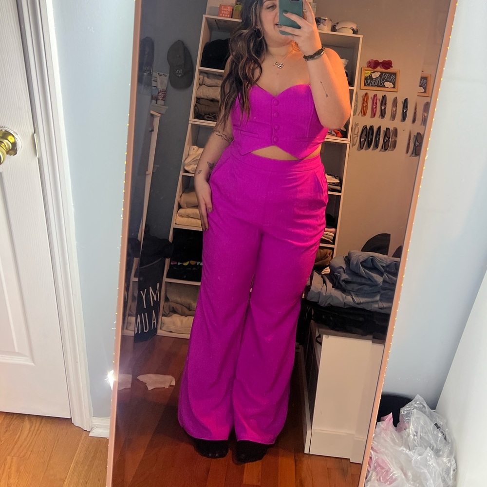 Two piece pink blazer set